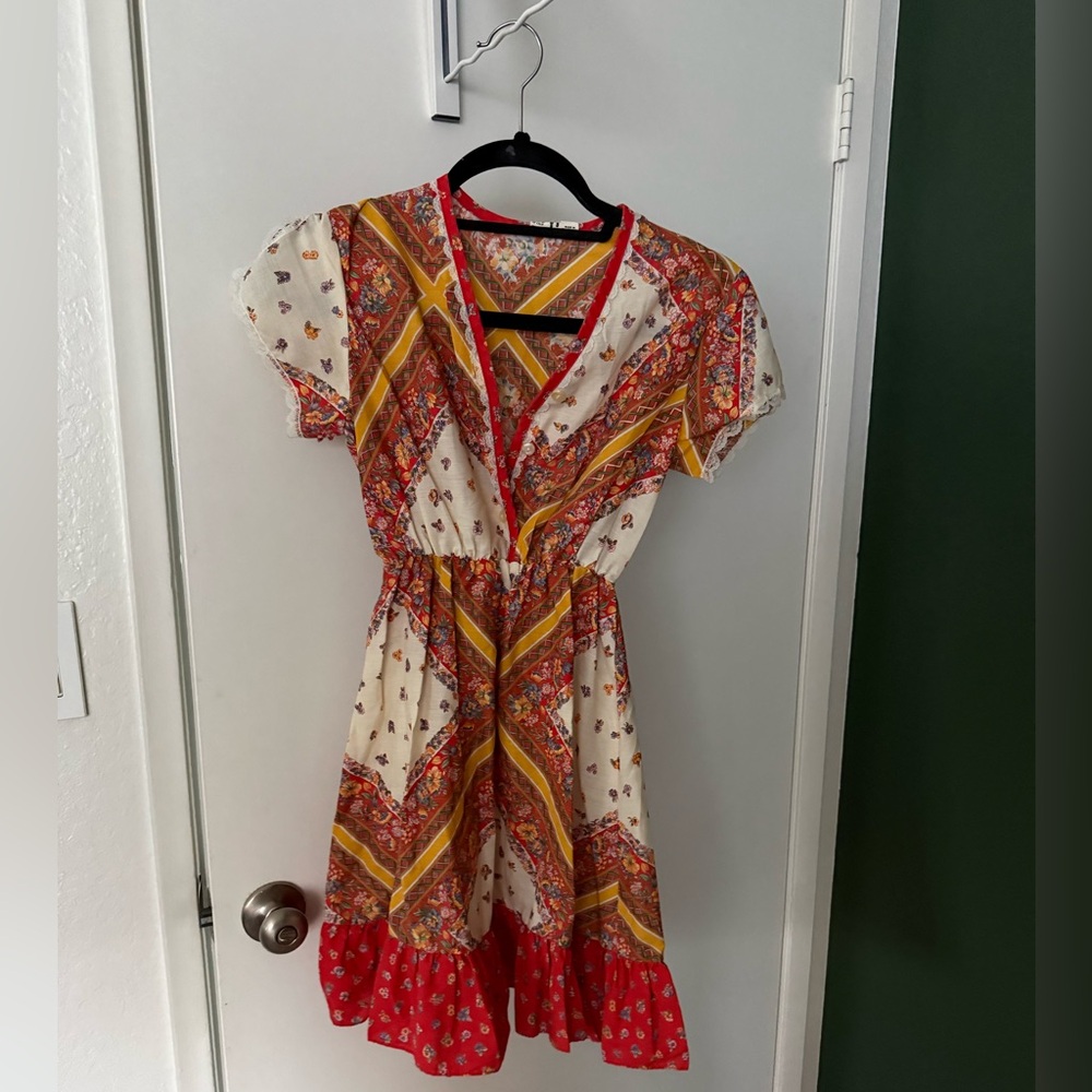 Vintage Red and Yellow Bohemian Dress